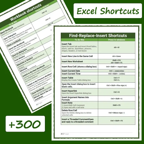 Excel Shortcuts (+300 Shortcuts)