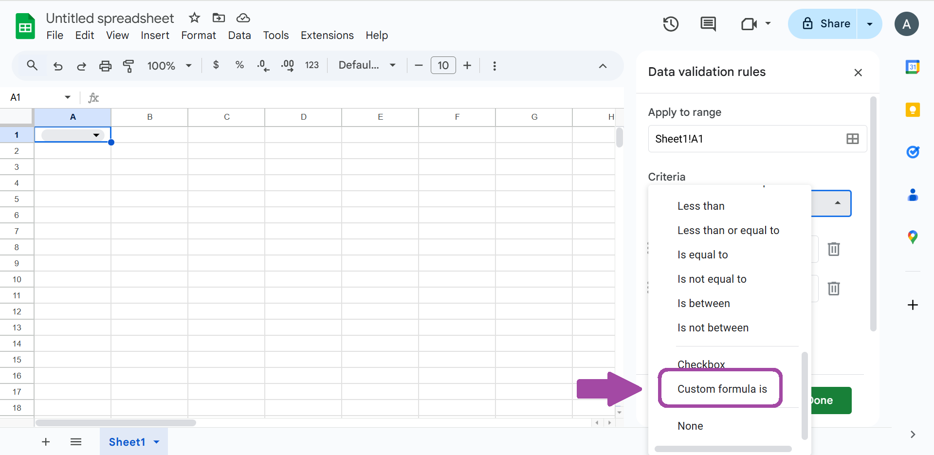 Custom Formula Validation