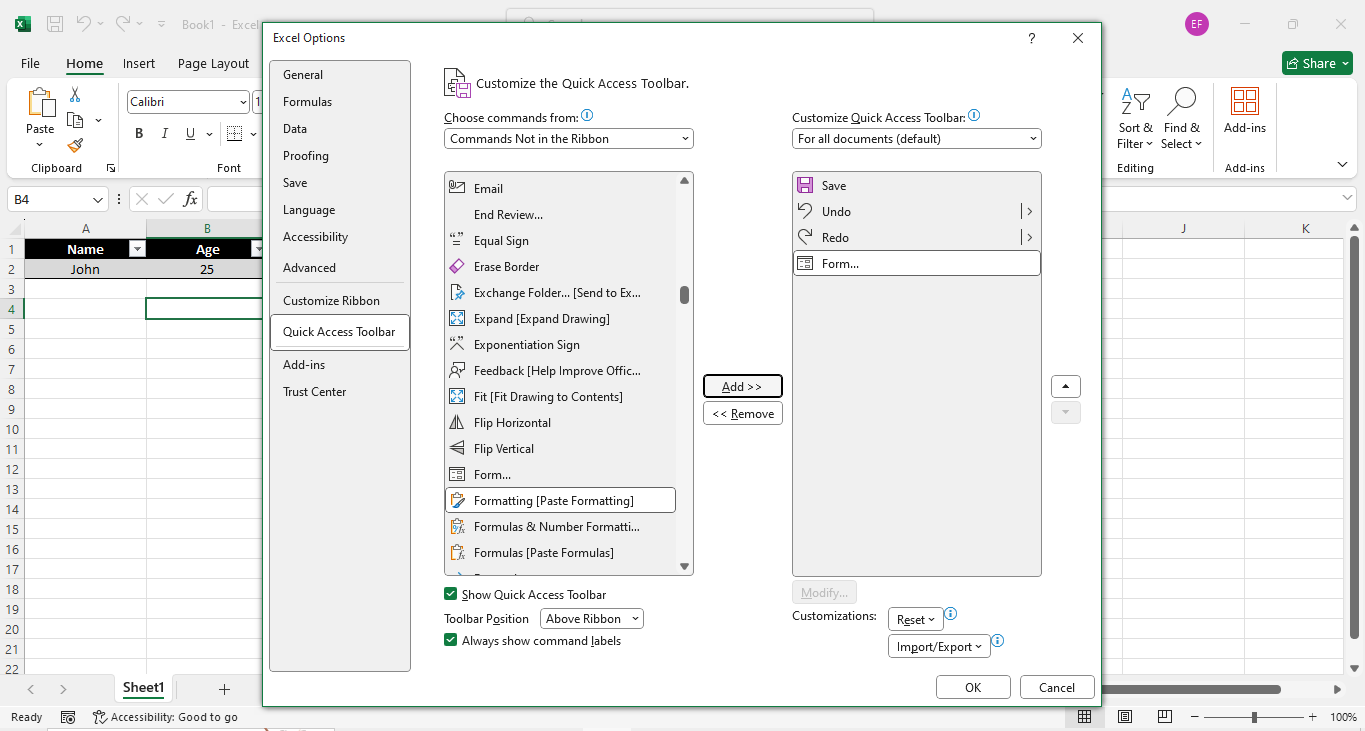 Step-by-step guide on how to create a data entry form in Excel
