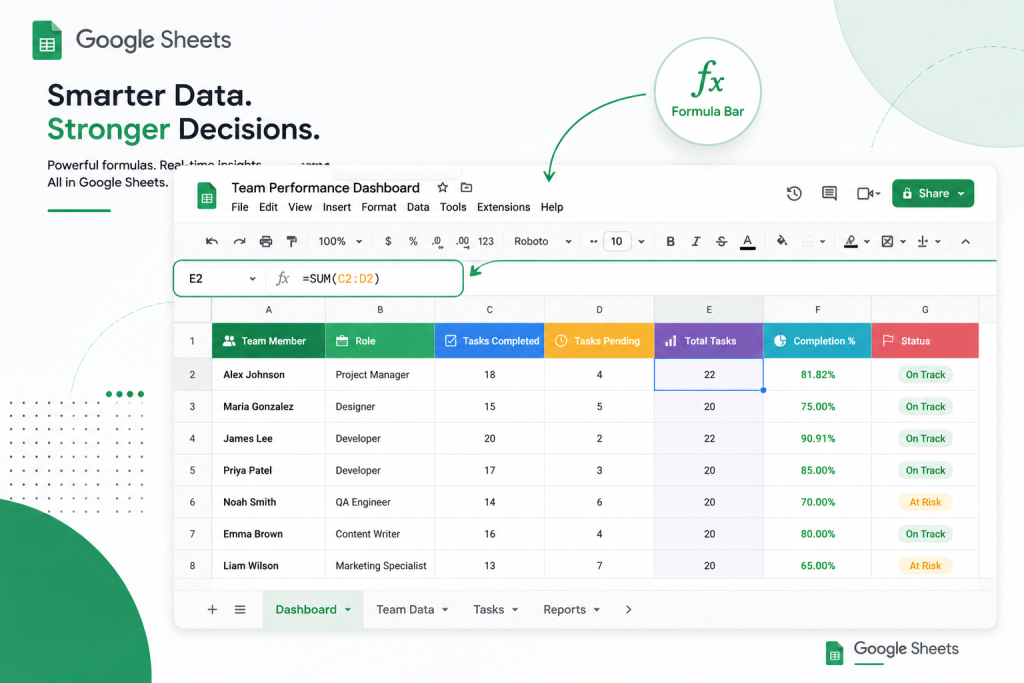Google Sheets tab bar